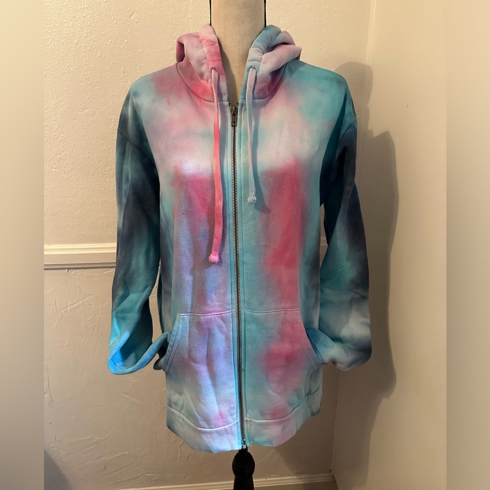 Tie-dyed zip up hoodie